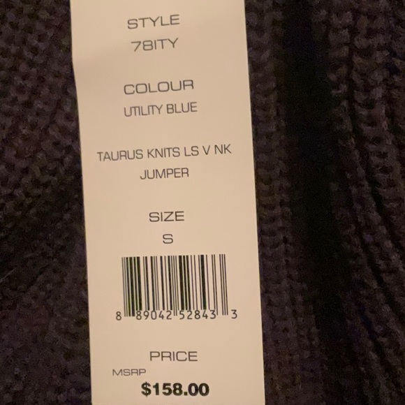 NWT French Connection Sweater | Sz S | Taurus Knits, Utility Blue & Black - Picture 6 of 6